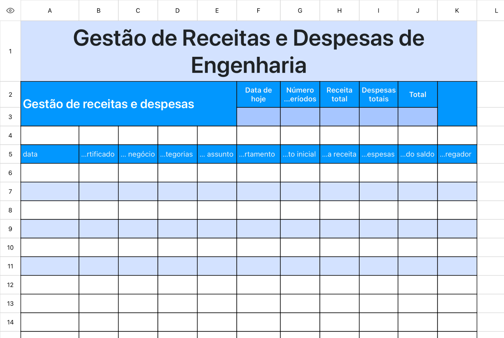 Gestão de Receitas e Despesas de Engenharia